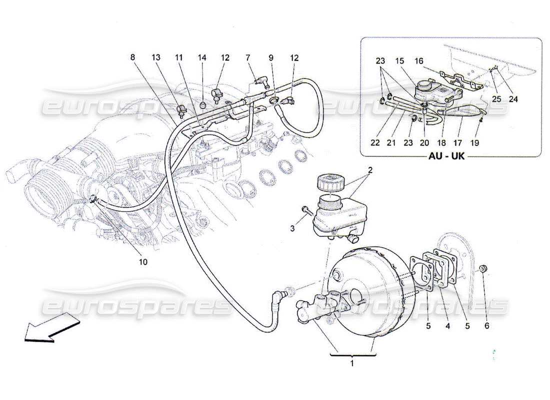 maserati qtp. (2010) 4.2 brake servo system part diagram