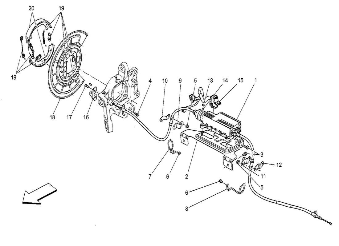 maserati qtp. v8 3.8 530bhp 2014 parking brake part diagram