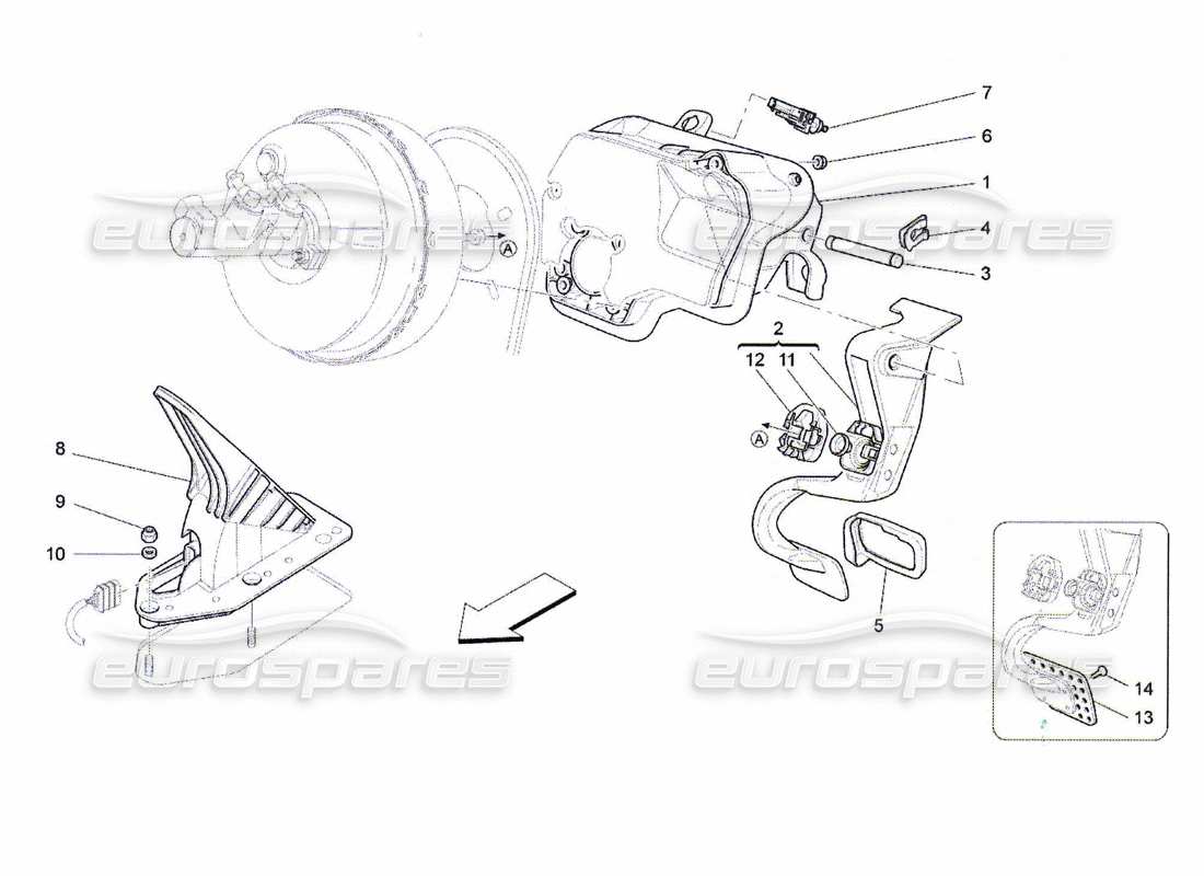 maserati qtp. (2010) 4.7 complete pedal board unit part diagram