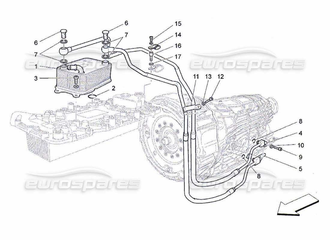 maserati qtp. (2010) 4.7 lubrication and gearbox oil cooling part diagram