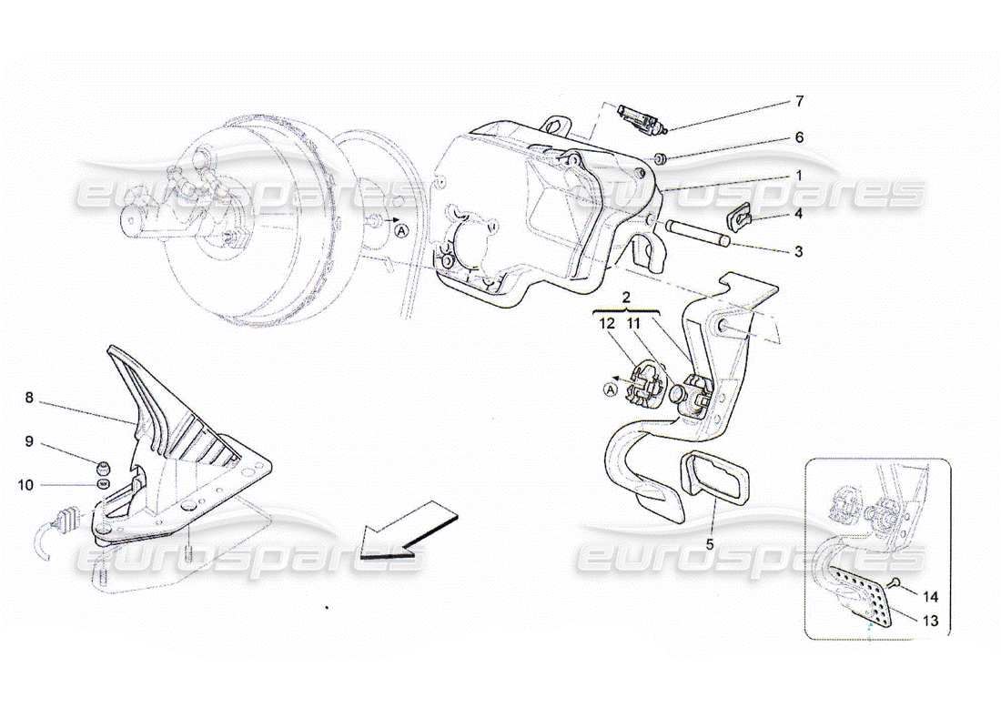 maserati qtp. (2010) 4.2 complete pedal board unit part diagram