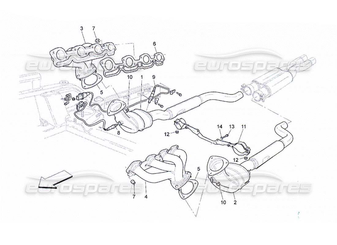 maserati qtp. (2010) 4.2 pre-catalytic converters and catalytic converters part diagram