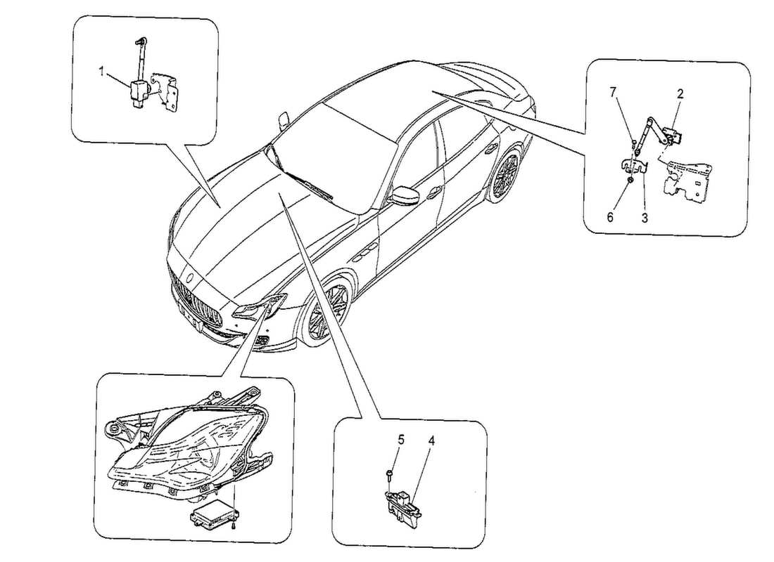 maserati qtp. v8 3.8 530bhp 2014 lighting system control part diagram