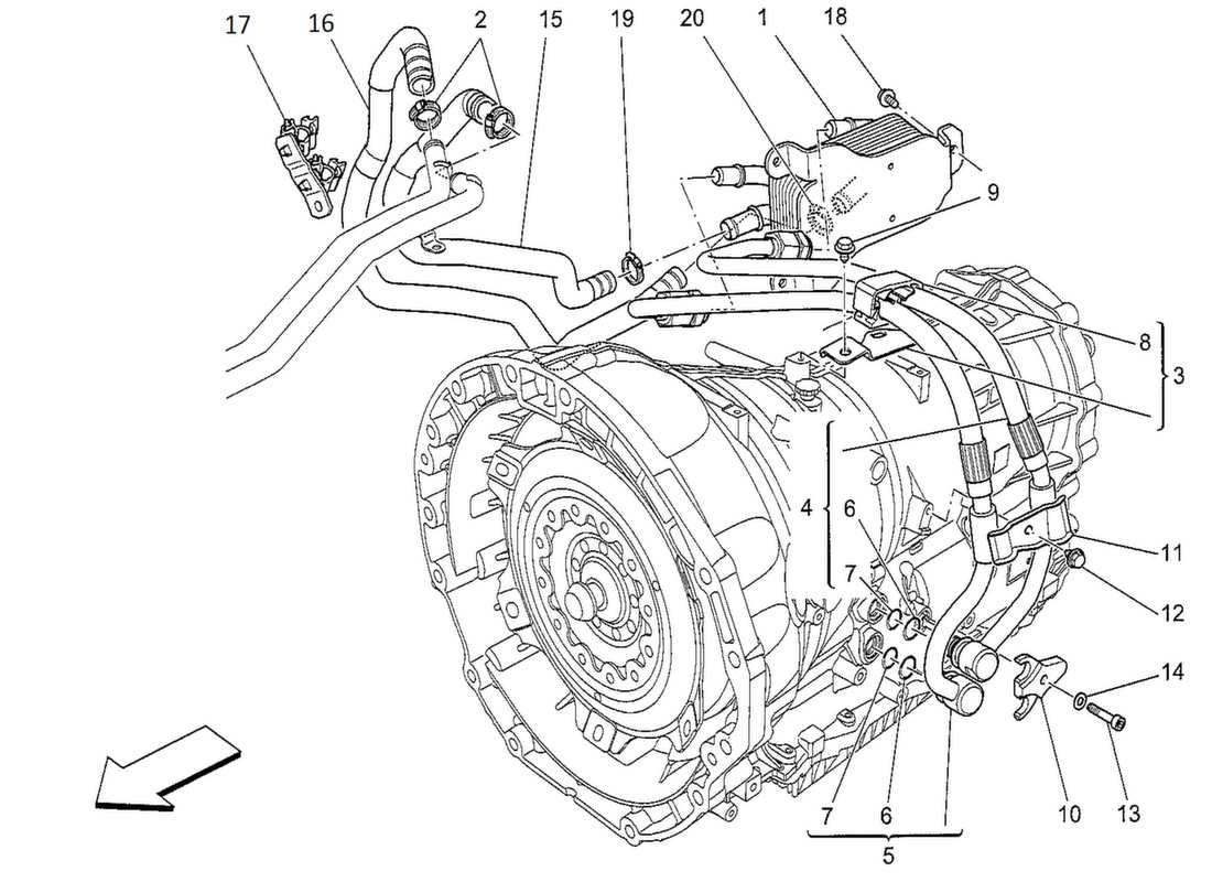 maserati qtp. v8 3.8 530bhp 2014 lubrication and gearbox oil cooling part diagram