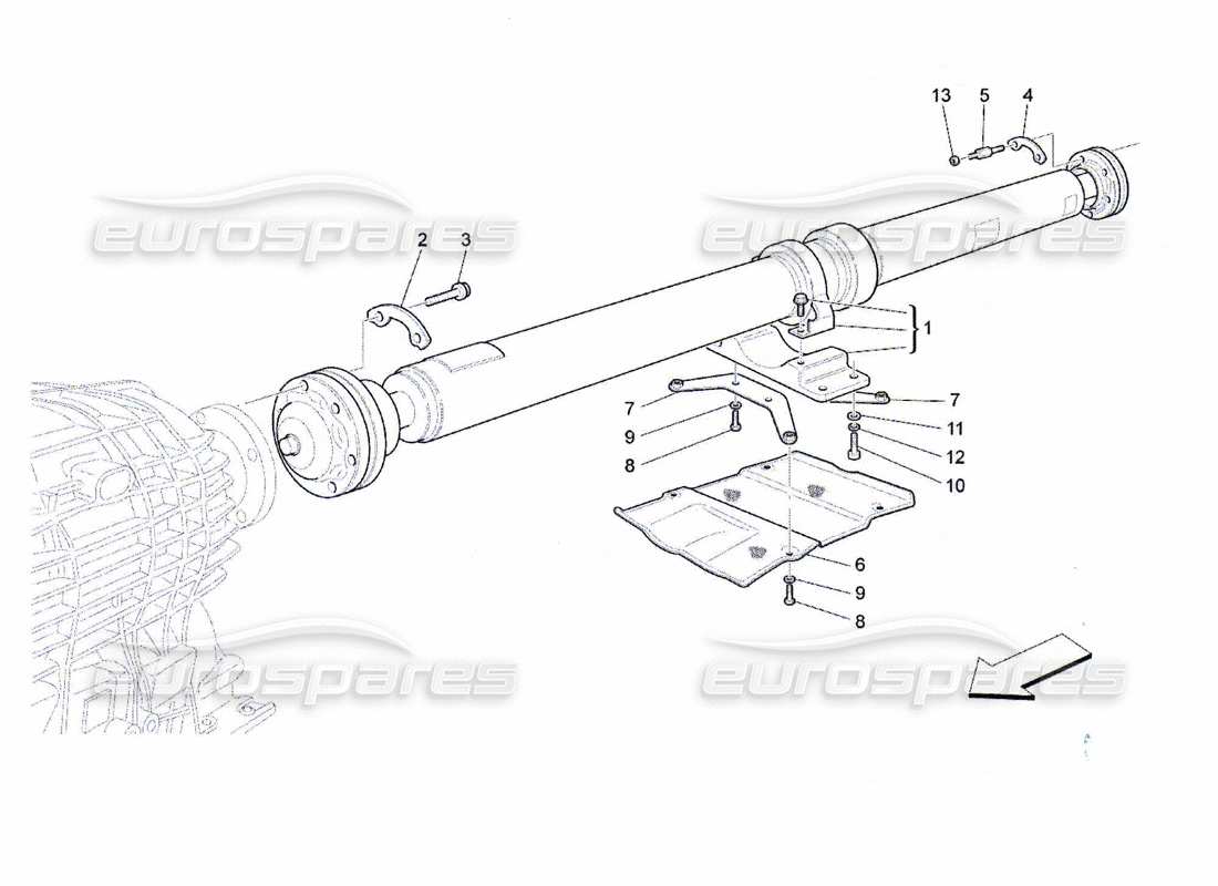 maserati qtp. (2010) 4.7 transmission pipe part diagram