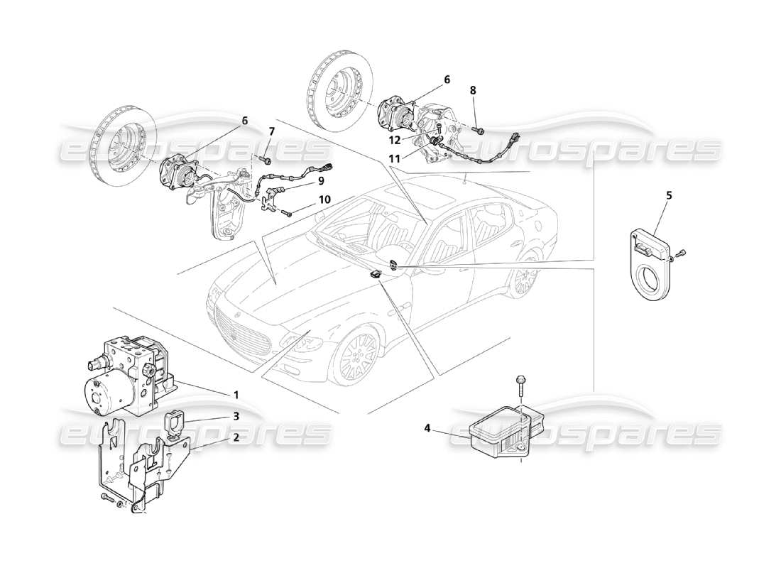 maserati qtp. (2003) 4.2 braking control systems part diagram