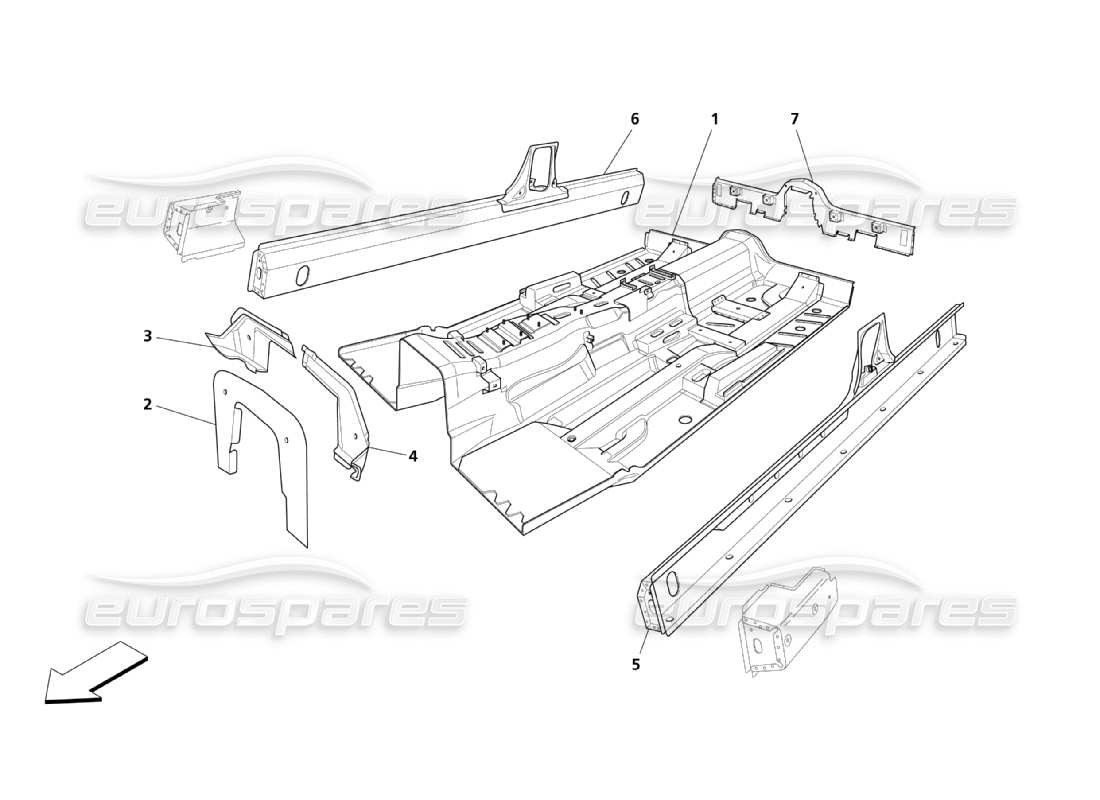 maserati qtp. (2003) 4.2 central structural parts part diagram