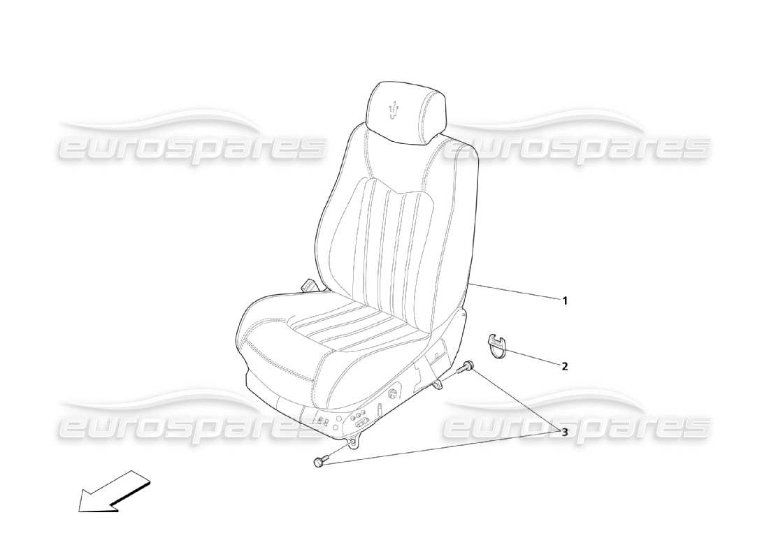 maserati qtp. (2003) 4.2 front seats: linings part diagram