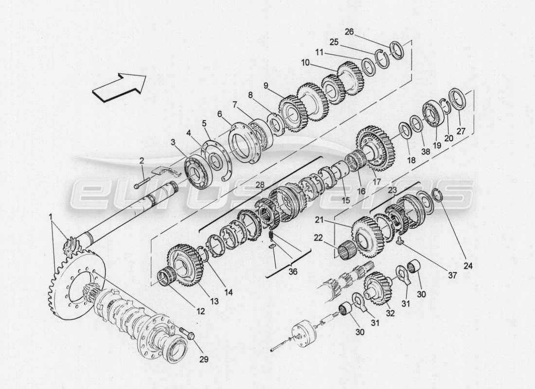 maserati granturismo special edition lay shaft gears part diagram