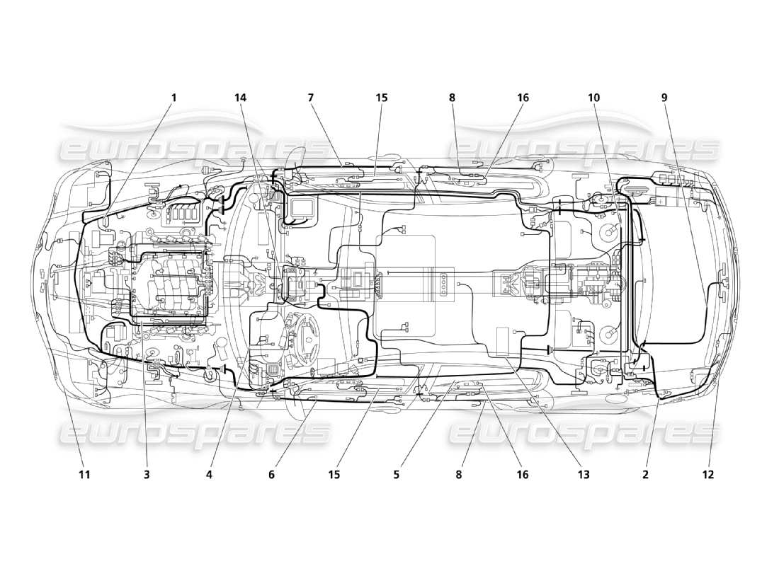 maserati qtp. (2003) 4.2 main cables part diagram