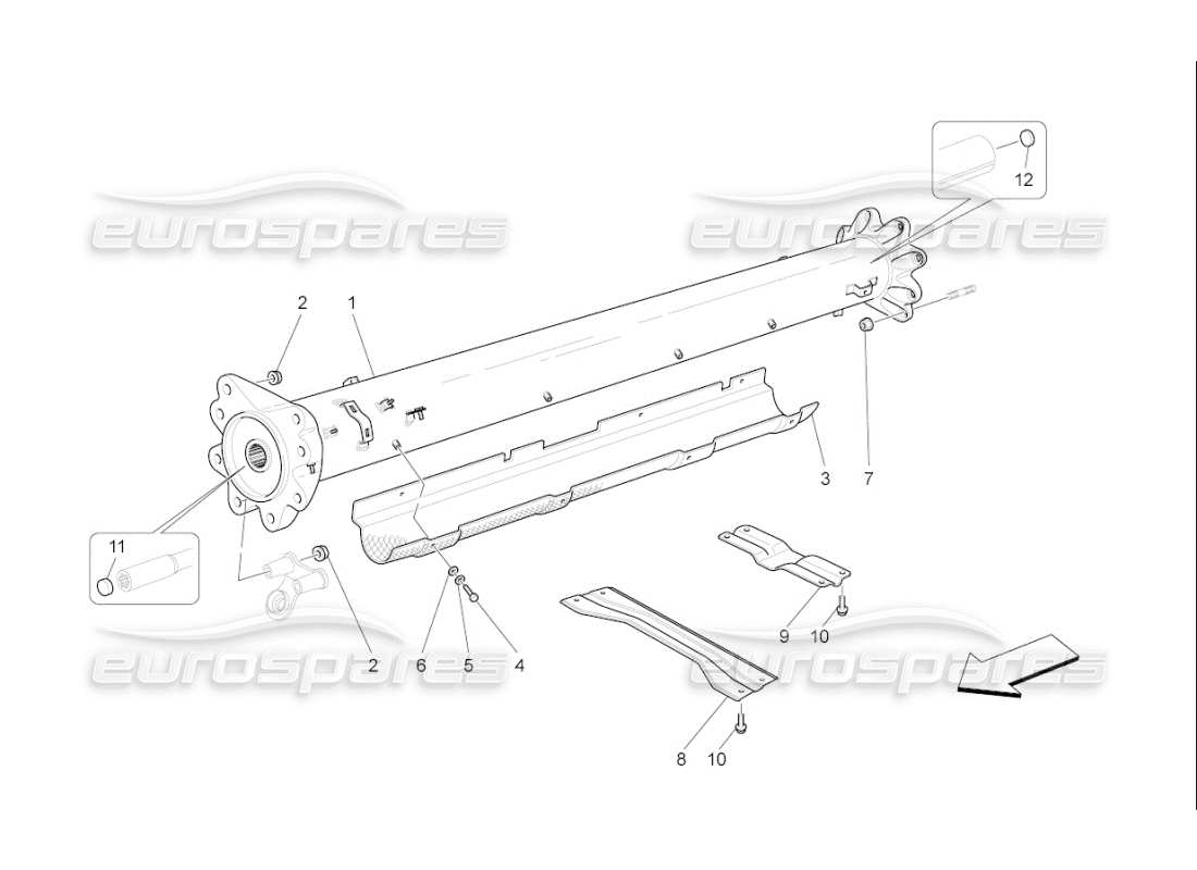 maserati qtp. (2007) 4.2 f1 transmission pipe part diagram