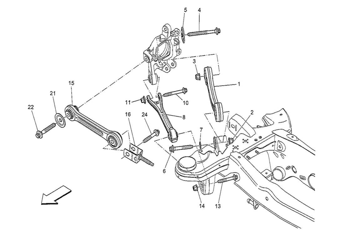 maserati qtp. v8 3.8 530bhp 2014 rear suspension part diagram