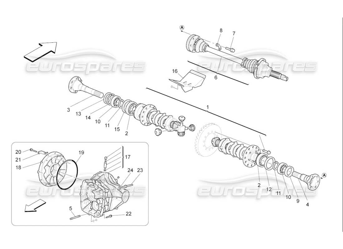 maserati qtp. (2007) 4.2 f1 differential and rear axle shafts part diagram