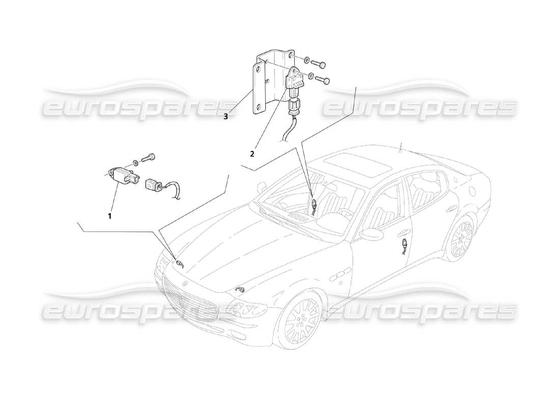 maserati qtp. (2003) 4.2 crash sensors part diagram