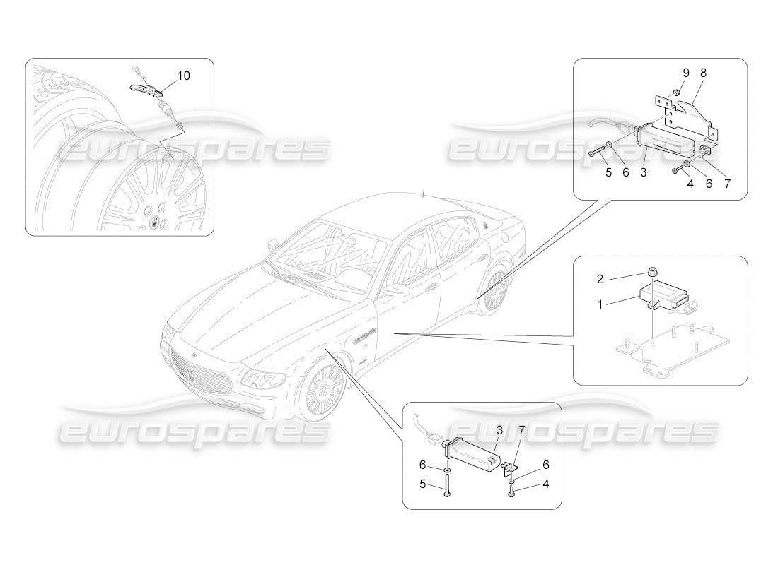 maserati qtp. (2010) 4.2 auto tyre pressure monitoring system part diagram