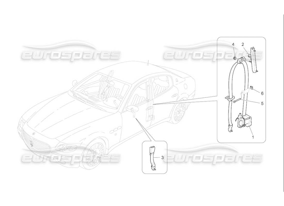 maserati qtp. (2010) 4.7 auto front seatbelts part diagram