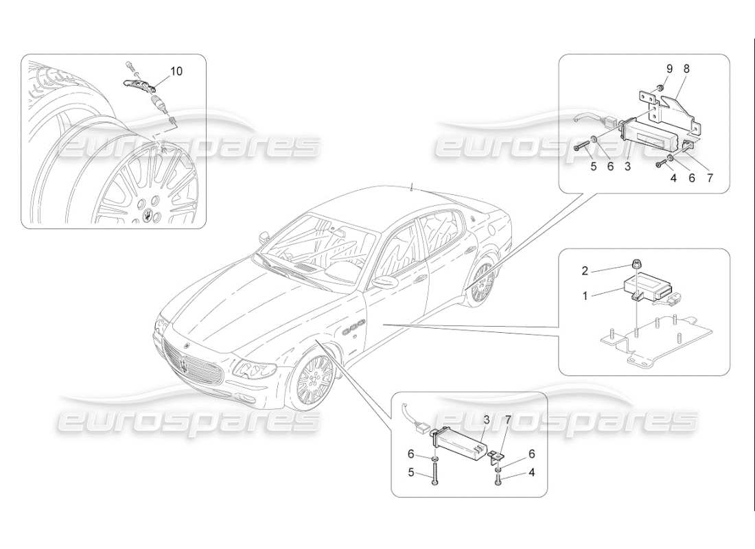 maserati qtp. (2010) 4.7 auto tyre pressure monitoring system part diagram