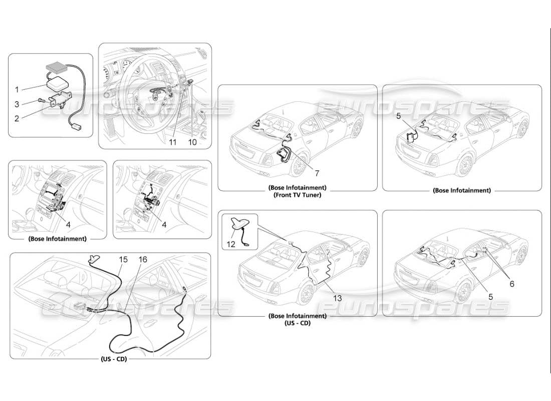 maserati qtp. (2009) 4.2 auto reception and connection system part diagram