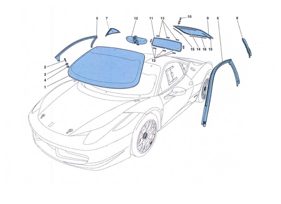 ferrari 458 challenge cristalli e guarnizioni part diagram