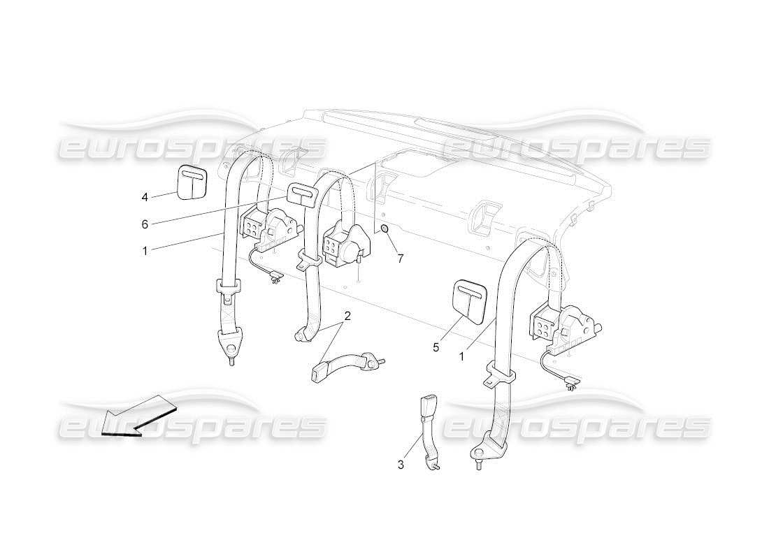 maserati qtp. (2011) 4.2 auto rear seat belts part diagram