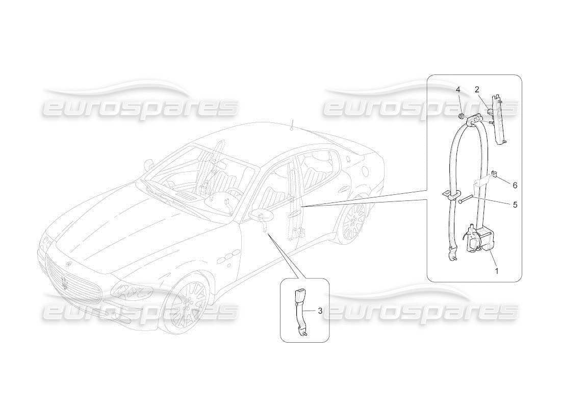 maserati qtp. (2011) 4.2 auto front seatbelts part diagram