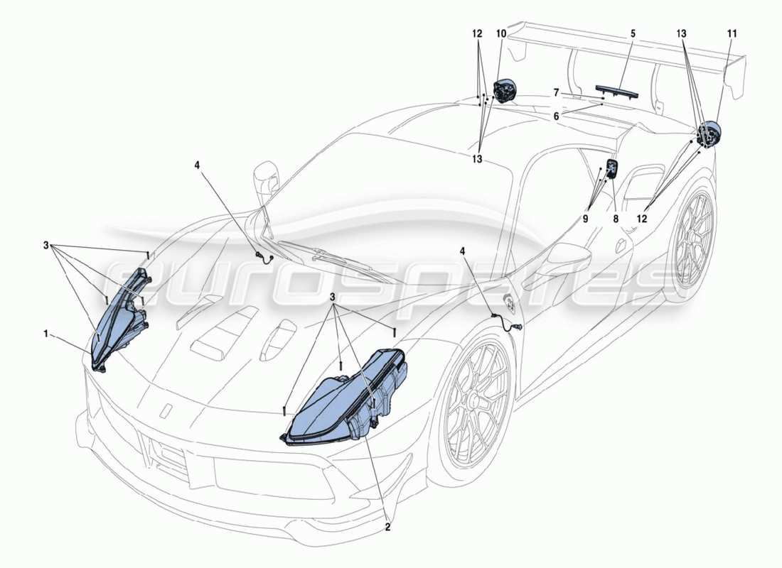 ferrari 488 challenge lights part diagram