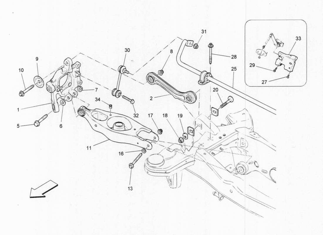 maserati qtp. v6 3.0 bt 410bhp 2015 rear suspension part diagram