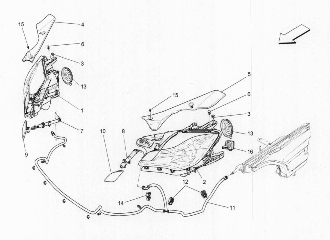 maserati qtp. v6 3.0 bt 410bhp 2015 headlight clusters part diagram