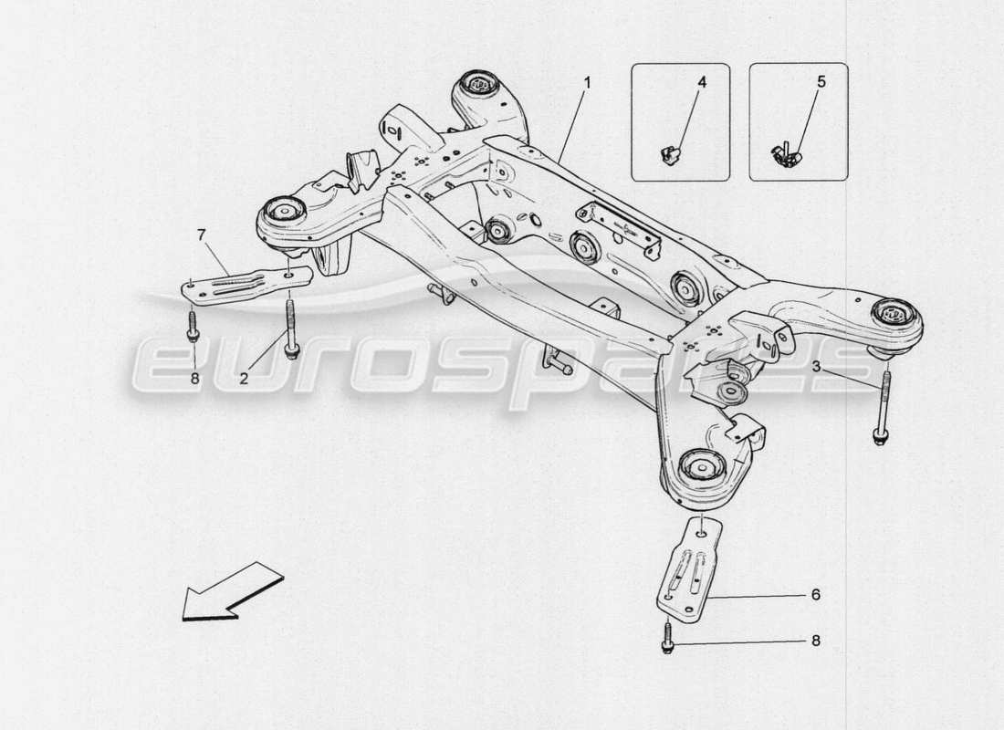 maserati qtp. v8 3.8 530bhp auto 2015 rear chassis part diagram