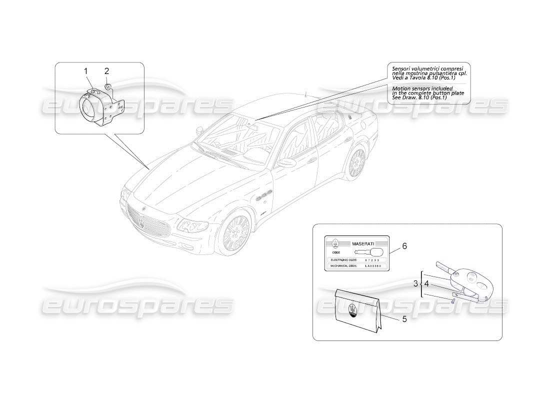 maserati qtp. (2011) 4.2 auto alarm and immobilizer system part diagram