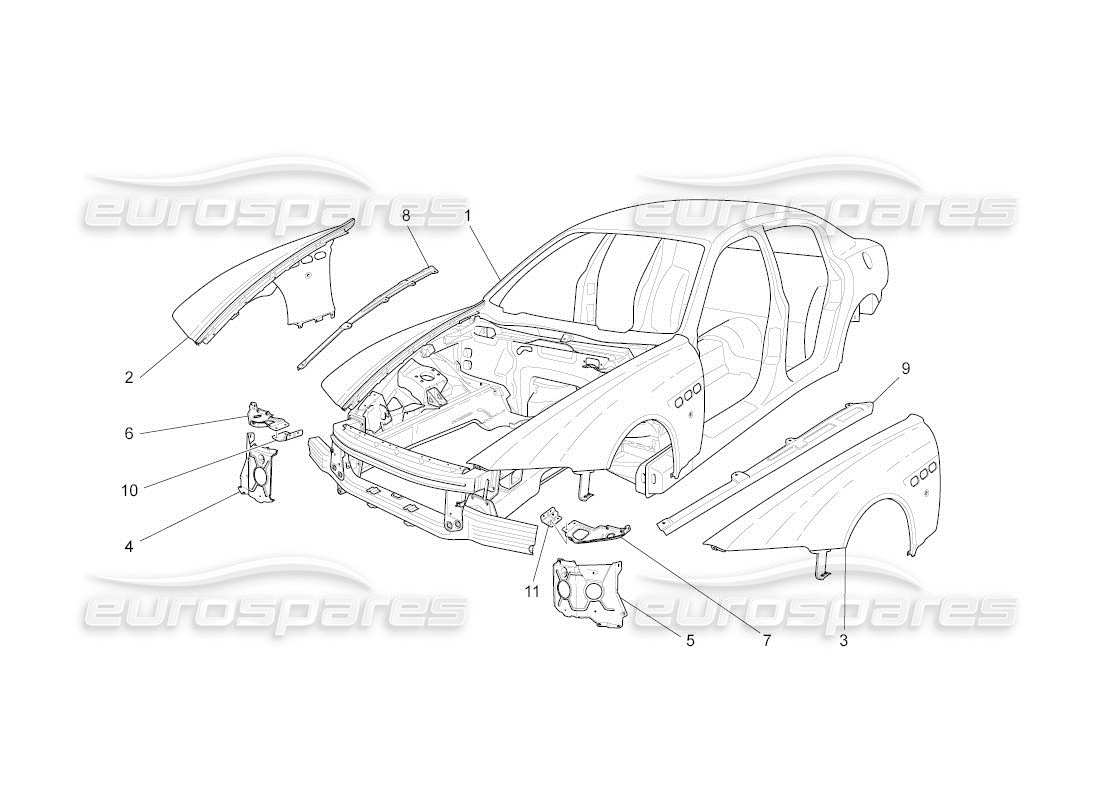 maserati qtp. (2010) 4.2 auto bodywork and front outer trim panels part diagram