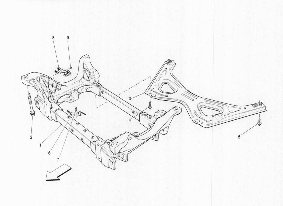 maserati qtp. v6 3.0 bt 410bhp 2015 front sub frame part diagram