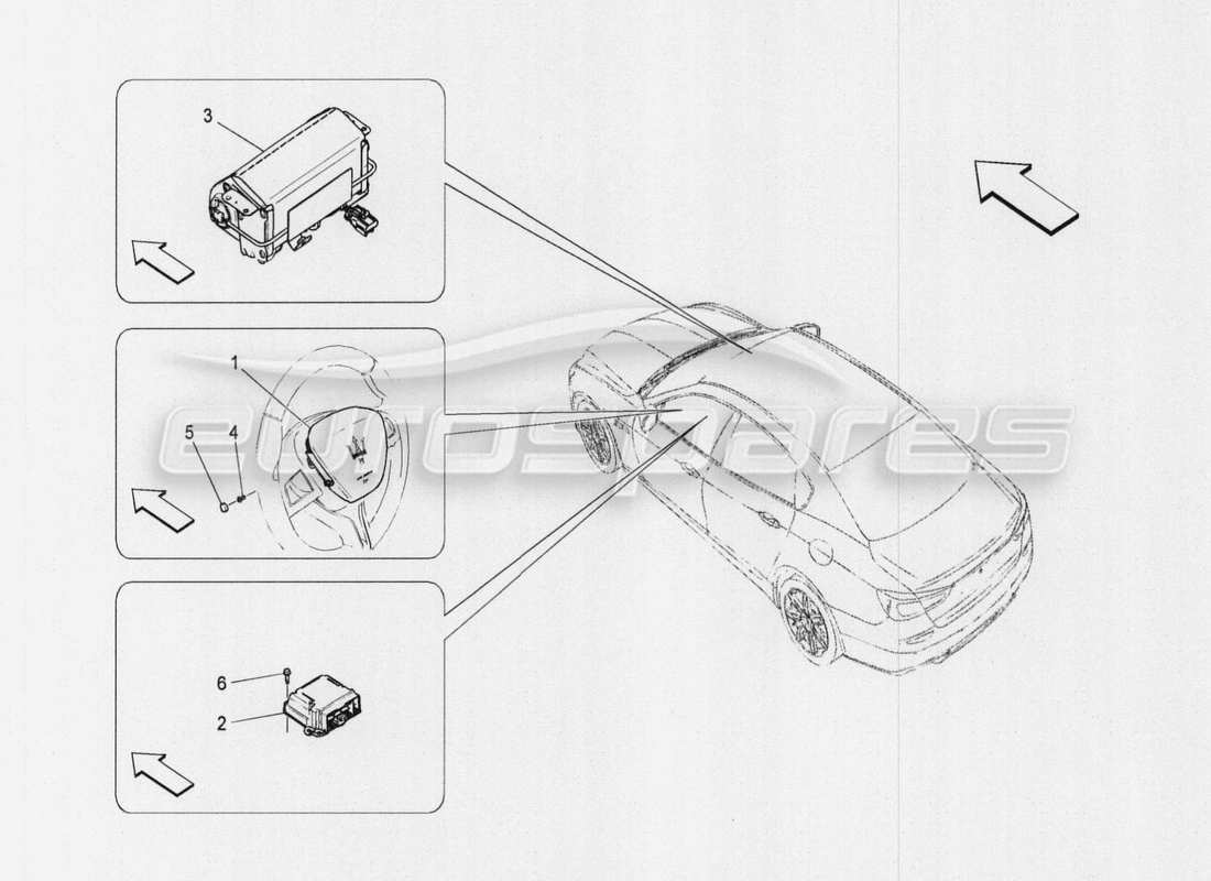 maserati qtp. v8 3.8 530bhp auto 2015 front airbag system part diagram