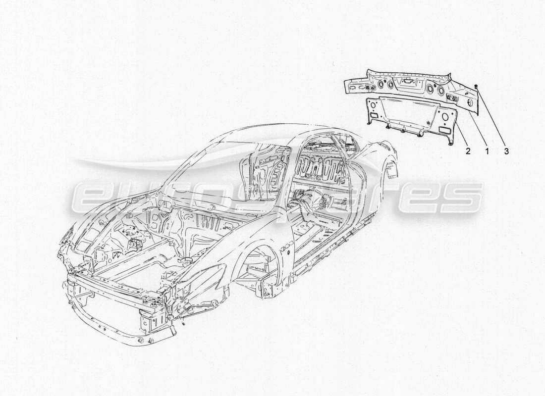 maserati granturismo special edition bodywork and rear outer trim panels part diagram