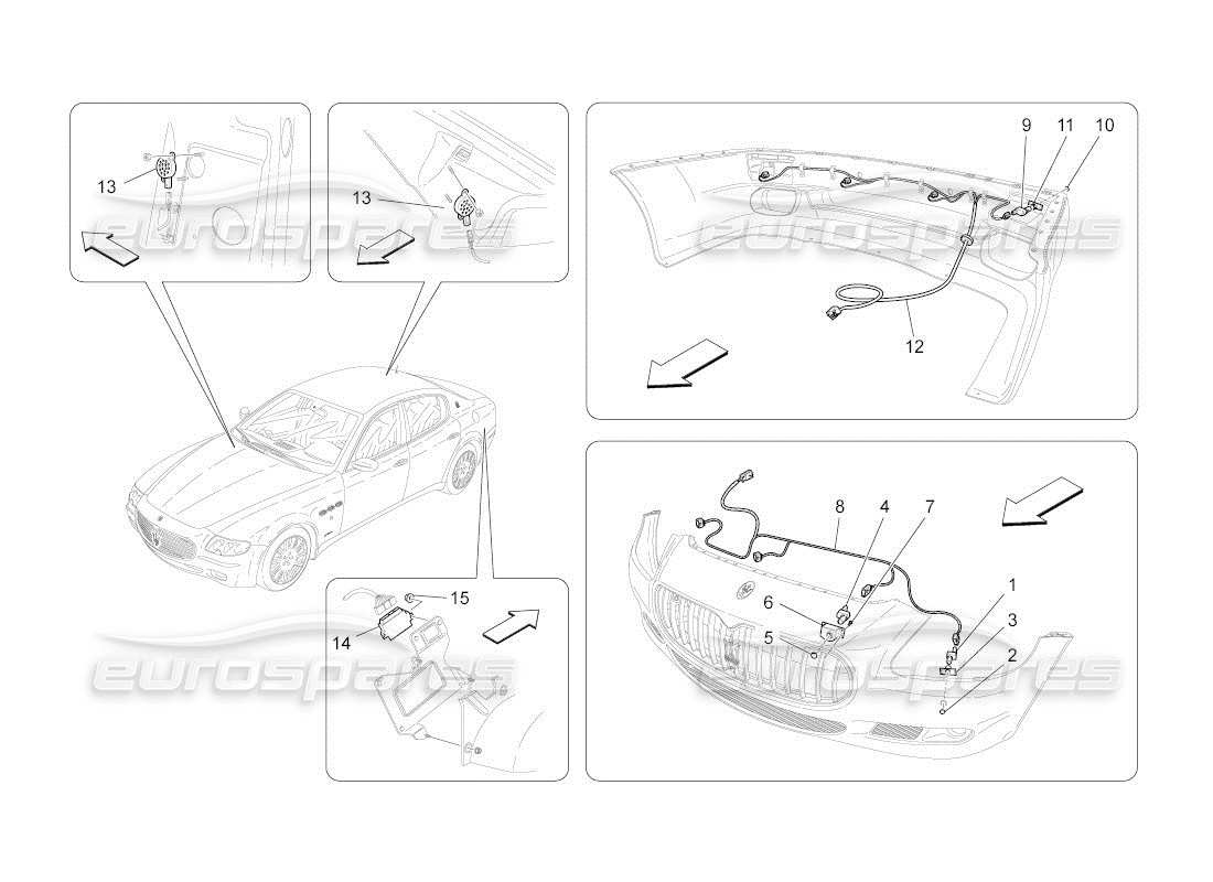 maserati qtp. (2011) 4.2 auto parking sensors part diagram