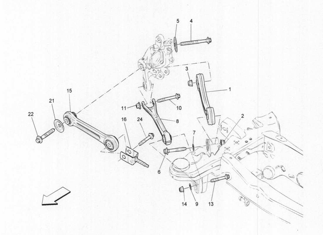 maserati qtp. v6 3.0 bt 410bhp 2015 rear suspension part diagram