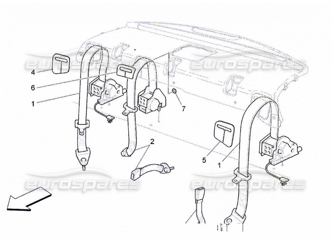 maserati qtp. (2010) 4.2 rear seat belts part diagram