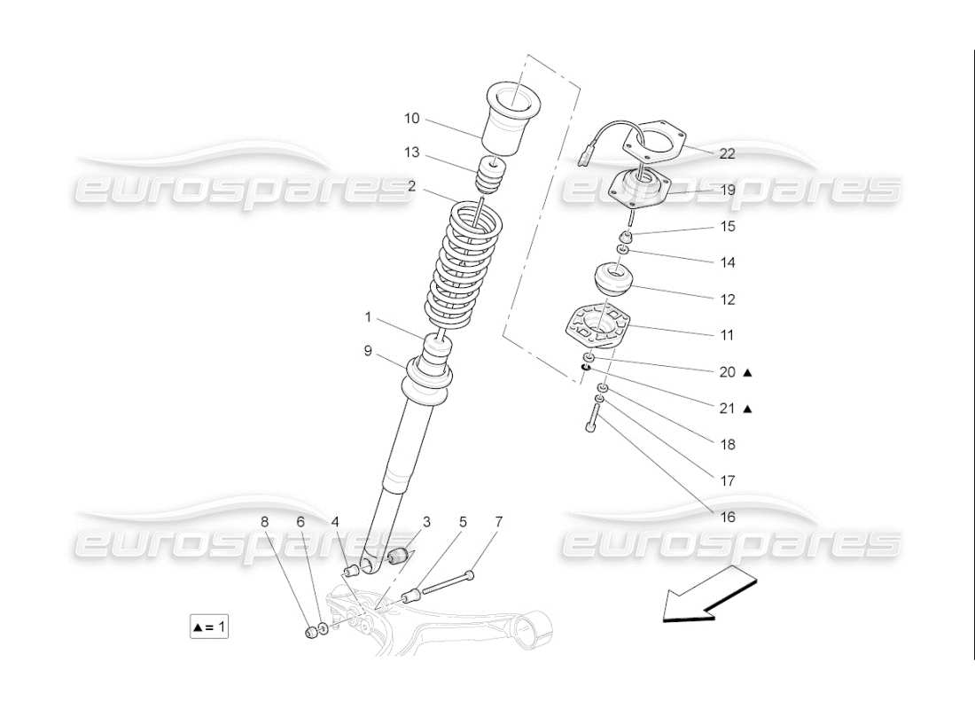 maserati qtp. (2009) 4.7 auto front shock absorber devices part diagram