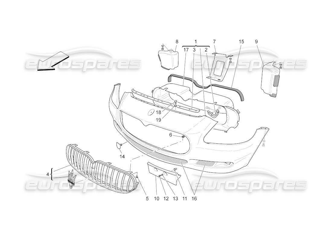 maserati qtp. (2011) 4.2 auto front bumper part diagram