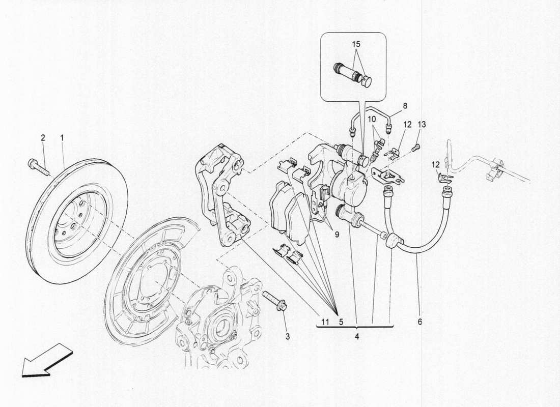 maserati qtp. v6 3.0 bt 410bhp 2015 braking devices on rear wheels part diagram