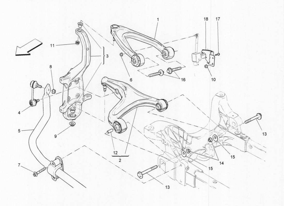 maserati qtp. v6 3.0 bt 410bhp 2015 front suspension part diagram