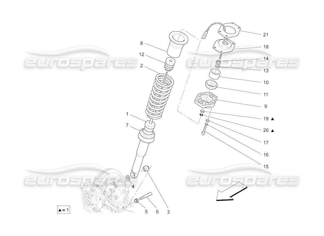 maserati qtp. (2011) 4.2 auto rear shock absorber devices part diagram