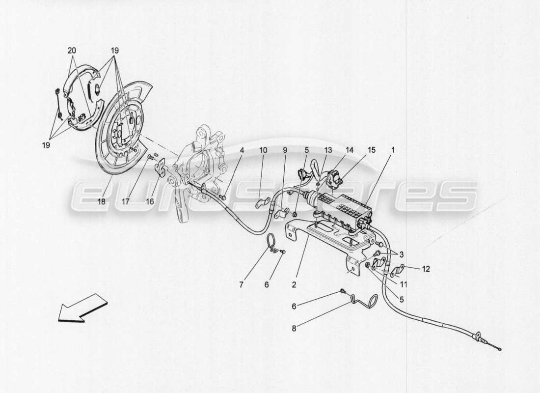 maserati qtp. v8 3.8 530bhp auto 2015 parking brake part diagram