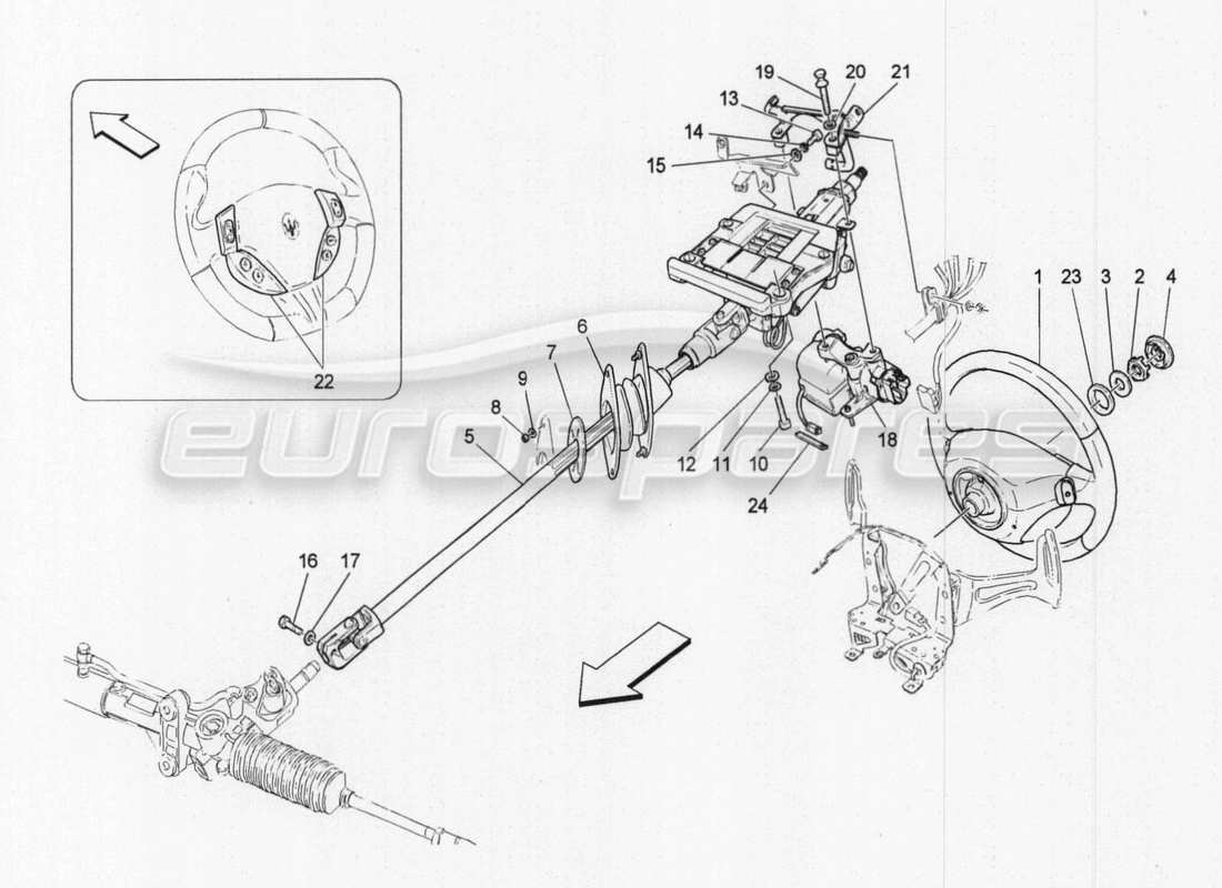 maserati granturismo special edition steering column and steering wheel unit part diagram