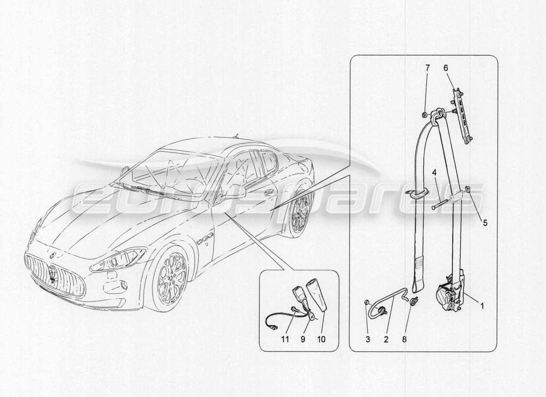 maserati granturismo special edition front seatbelts part diagram