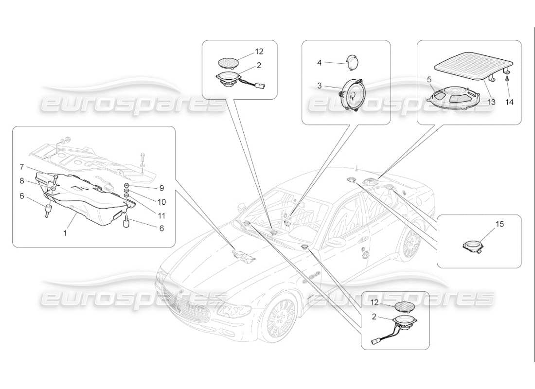 maserati qtp. (2010) 4.7 auto sound diffusion system part diagram