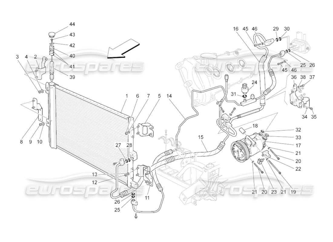 maserati grancabrio (2011) 4.7 a c unit: engine compartment devices part diagram