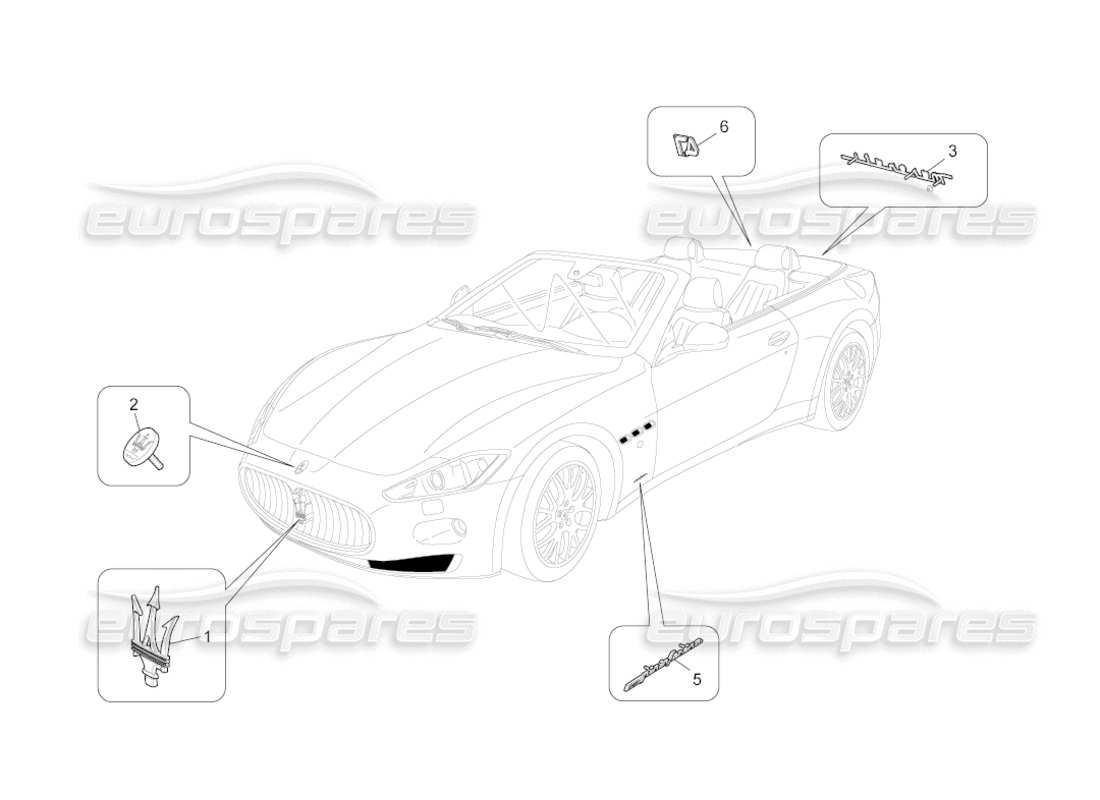 maserati grancabrio (2011) 4.7 trims, brands and symbols part diagram