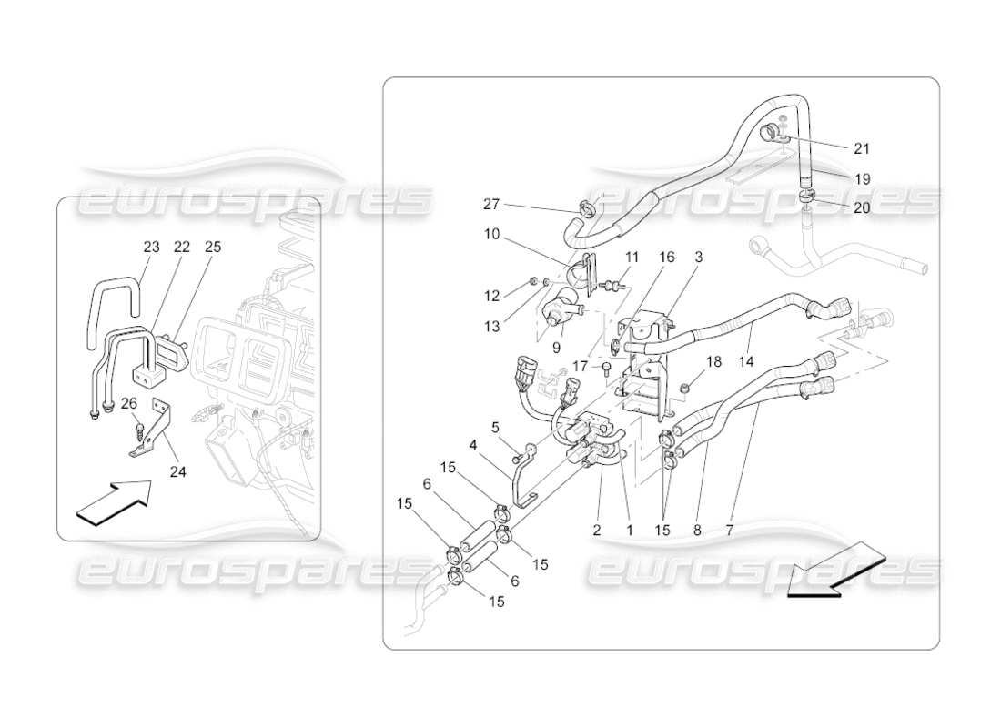 maserati grancabrio (2011) 4.7 a c unit: engine compartment devices part diagram