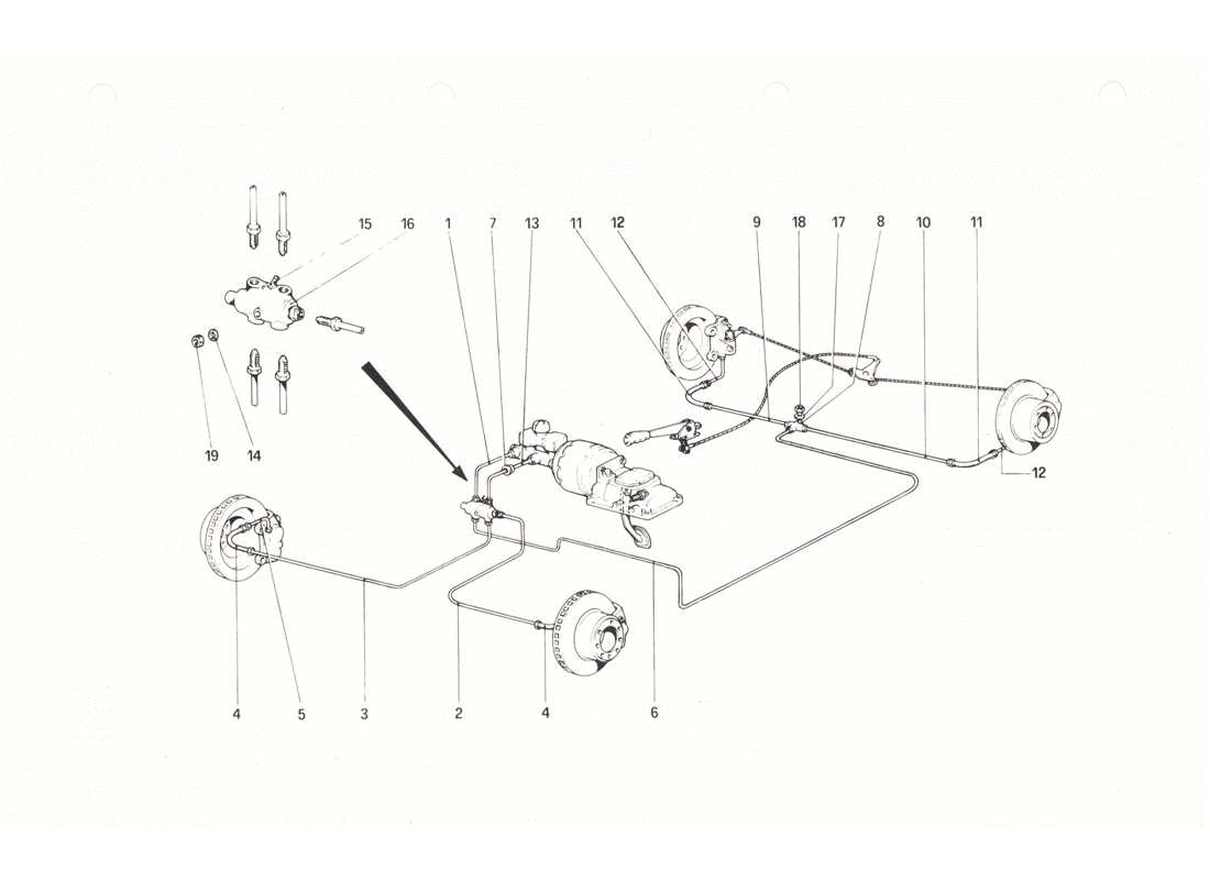 ferrari 208 gtb gts brake system part diagram